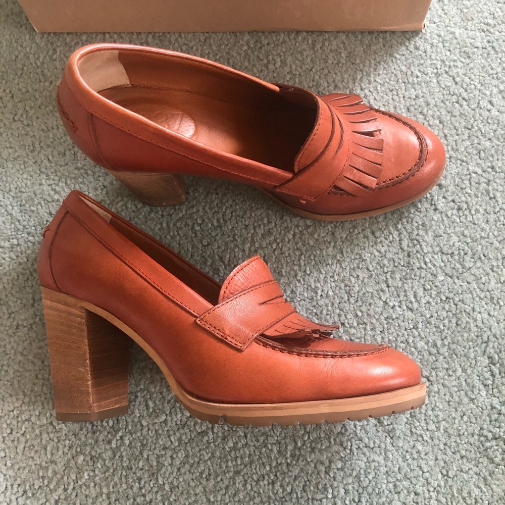 Cognac Loafer Leather Heels